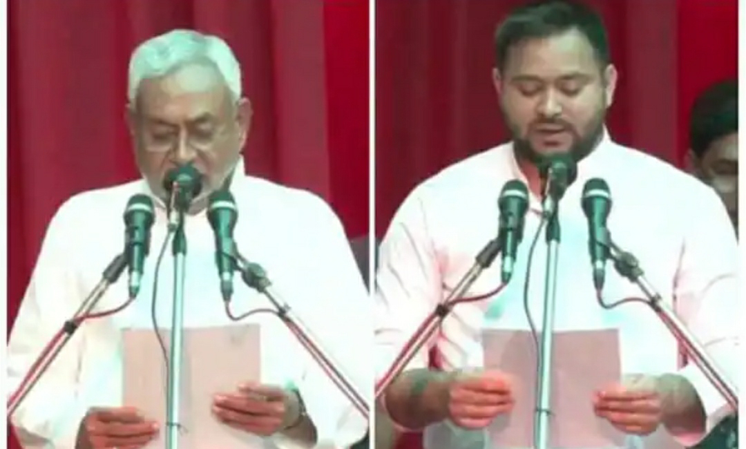 നിതീഷ് കുമാര്‍ മുഖ്യമന്ത്രിയായി സത്യപ്രതിജ്ഞ ചെയ്തു; ഉപമുഖ്യമന്ത്രിയായി തേജസ്വി യാദവും