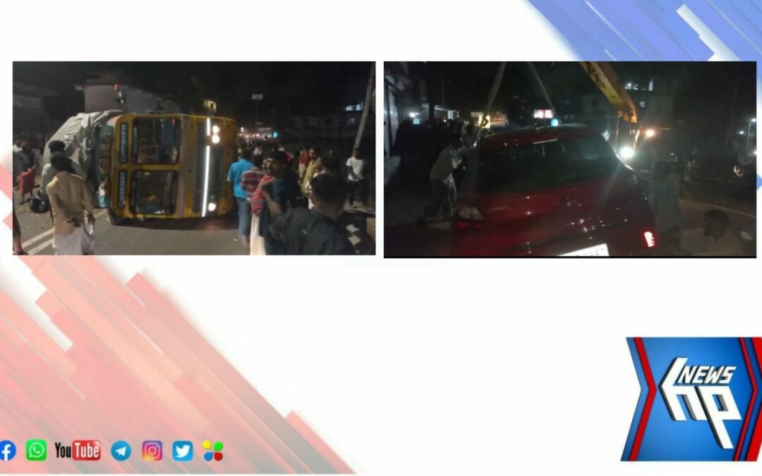 കാറും ലോറിയും കൂട്ടിയിടിച്ച് നാല് പേർക്ക് പരിക്ക്