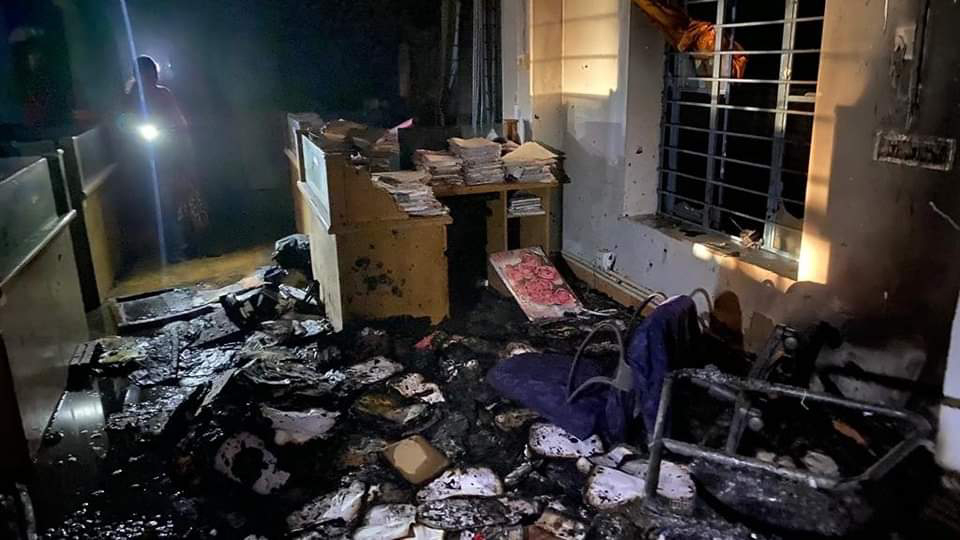 നഗരൂർ പഞ്ചായത്ത് ഓഫീസിൽ വൻ തീ പിടിത്തം