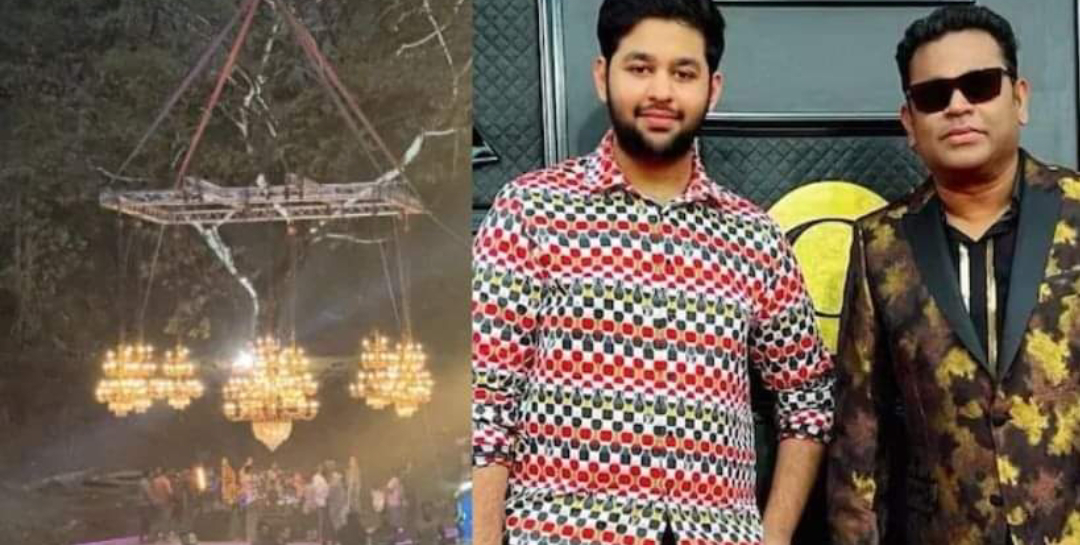 കൂറ്റൻ അലങ്കാരദീപം പൊട്ടിവീണു; തലനാരിഴയ്ക്കു രക്ഷപെട്ടു എ.ആർ.റഹ്മാന്റെ മകന്‍