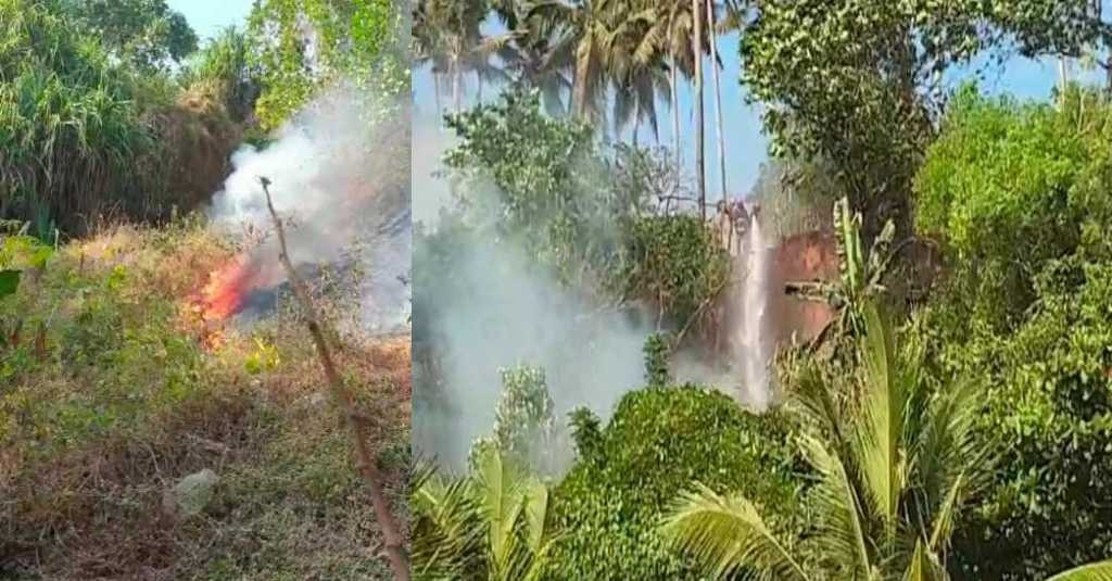 വർക്കല ചിലക്കൂർ കോളനിയിലെ കടലിനോട് ചേർന്ന് ക്ലിഫിൽ തീപിടുത്തം