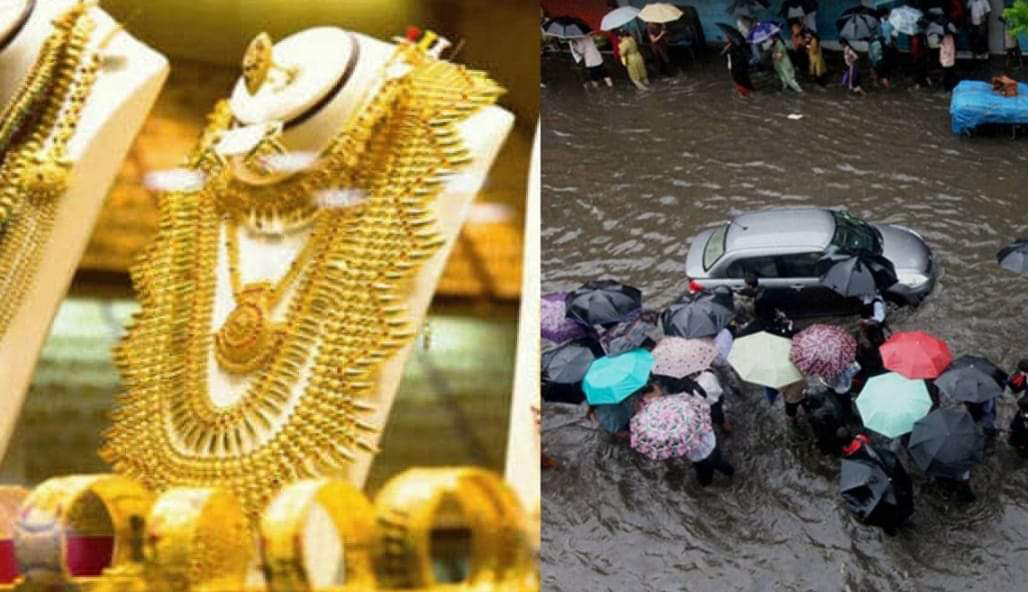 ബാംഗ്ലൂരിൽ കനത്ത മഴ; ജ്വല്ലറിയിൽ വെള്ളം കയറി രണ്ടര കോടി രൂപയുടെ സ്വര്‍ണാഭരണങ്ങള്‍ ഒലിച്ചുപോയി