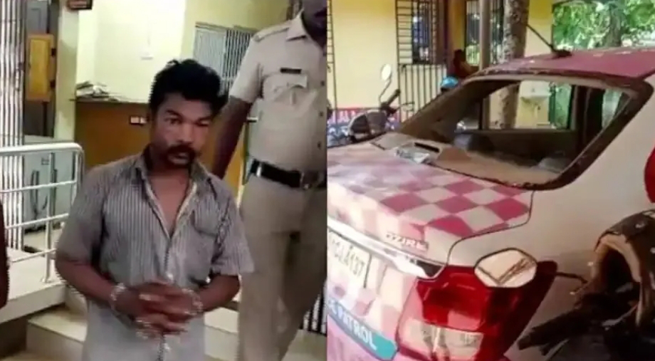 കൊല്ലം പുനലൂരിൽ പിങ്ക് പൊലീസിന്‍റെ വാഹനം അടിച്ചു തകർത്തയാളെ പൊലീസ് പിടികൂടി