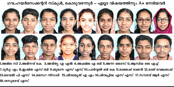 കൊടുവഴന്നൂർ ഗവ.ഹയർ സെക്കന്ററി സ്കൂളിൽ 100 % വിജയം