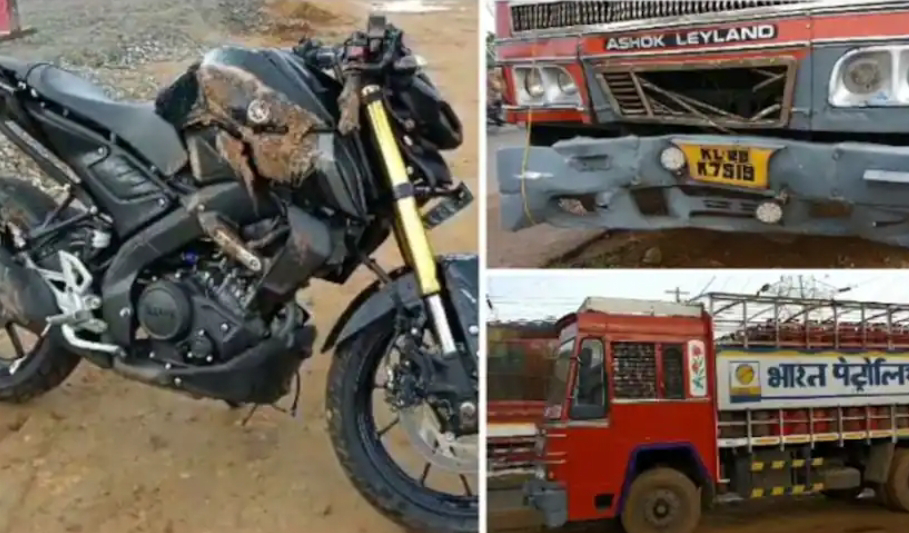 ഗ്യാസ് സിലിണ്ടർ ലോറിയിടിച്ച് കയറി, ബൈക്ക് യാത്രക്കാരായ 2 യുവാക്കൾ മരിച്ചു, മൂന്നാമന് ഗുരുതര പരിക്ക്