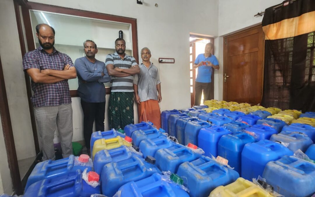സ്പിരിറ്റും പേസ്റ്റും കലർത്തി നിർമ്മിച്ച 1470 ലിറ്റർ കൃത്രിമ കള്ള് പിടികൂടി