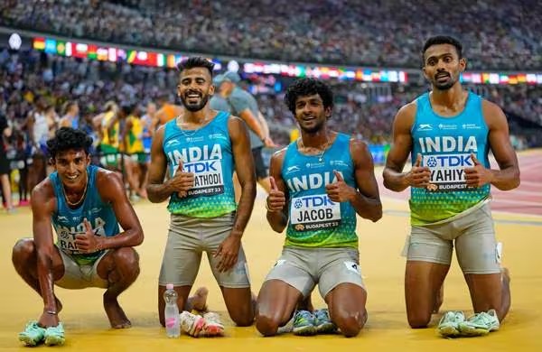 അത്‌ലറ്റിക്‌സ് ചാമ്പ്യൻഷിപ്പിൽ പുതുചരിത്രമെഴുതി റിലേ ടീം; അഞ്ചാം സ്ഥാനത്ത്, നെടുംതൂണായി മൂന്ന് മലയാളി താരങ്ങൾ