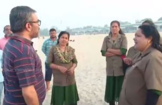 പ്രഭാതസവാരിയ്ക്കിടെ ശുചീകരണത്തൊഴിലാളികളോട് മന്ത്രി കുശലം തിരക്കി; ശമ്പളം കിട്ടാത്തതിന്റെ പരിഭവം പറഞ്ഞ് തൊഴിലാളികള്‍