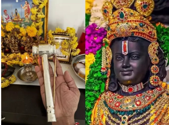 ‘രാം ലല്ലയുടെ കണ്ണുകൾ കൊത്തിയത് സ്വര്‍ണ ഉളിയും വെള്ളി ചുറ്റികയുംകൊണ്ട്’: ചിത്രം പങ്കുവെച്ച് ശിൽപി