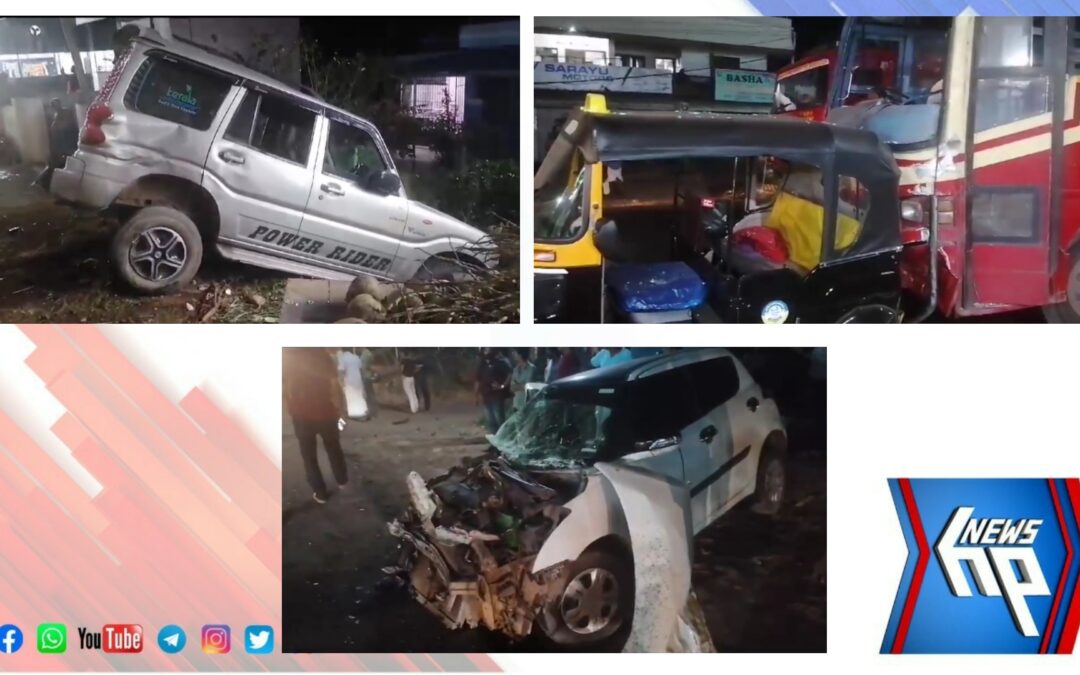 ദേശീയപാതയിൽ ആറ്റിങ്ങൽ ആലങ്കോട് കൊച്ചുവിള മുക്കിൽ വാഹനാപകടം