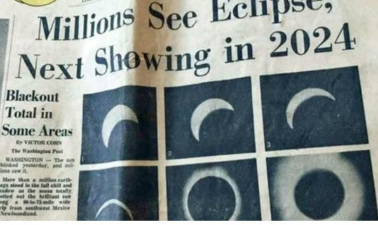 2024ലെ സൂര്യഗ്രഹണം പ്രവചിച്ച് 1970ല്‍ വാര്‍ത്ത; 54 വർഷം മുന്‍പത്തെ പത്രം വൈറല്‍