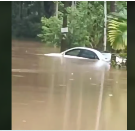 മട്ടന്നൂരില്‍ ഓടുന്ന കാര്‍ വെള്ളക്കെട്ടില്‍ ഒലിച്ചുപോയി; യാത്രക്കാര്‍ അത്ഭുതകരമായി രക്ഷപ്പെട്ടു