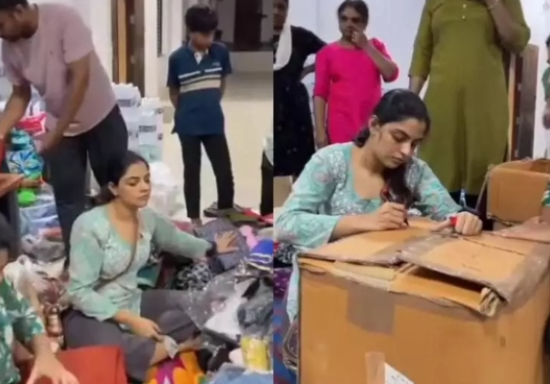 രാത്രി വൈകിയും വയനാടിനായി കളക്ഷന്‍ സെന്ററില്‍ നിഖില വിമല്‍