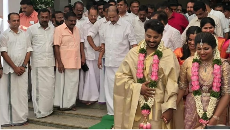 കെ സുധാകരന്റെ മകൻ സൗരഭ് വിവാഹിതനായി; ഡോക്ടര്‍ ശ്രേയ വധു