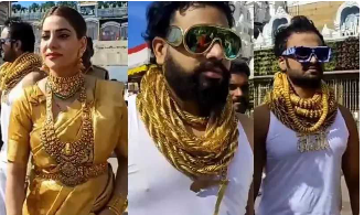 25 കിലോഗ്രാം സ്വർണാഭരണങ്ങൾ അണിഞ്ഞ് തിരുപ്പതിയിൽ സന്ദർശനത്തിന് എത്തിയ കുടുംബം
