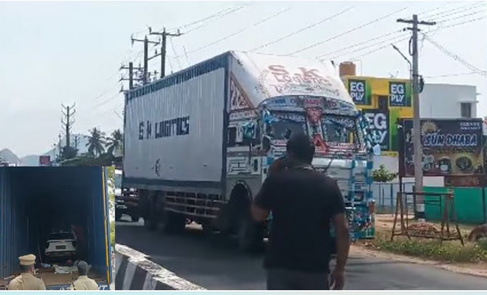 കാര്‍ ഒളിപ്പിച്ചത് കണ്ടെയ്‌നറിനുള്ളില്‍, ഇടിച്ചു തകര്‍ത്ത് യാത്ര; പൊലീസ് തടഞ്ഞപ്പോള്‍ നടുറോഡില്‍ സിനിമാ സ്‌റ്റൈല്‍ ഏറ്റുമുട്ടല്‍