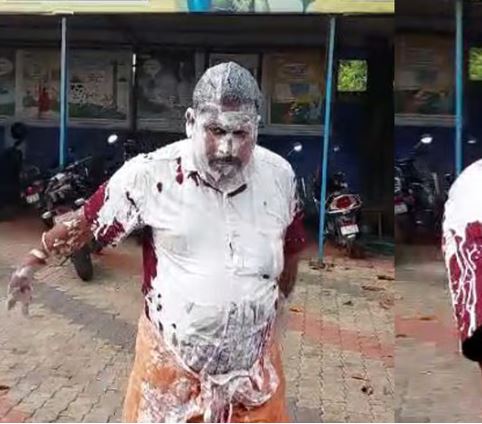 മുന്നറിയിപ്പില്ലാതെ വൈദ്യുതി മുടങ്ങി; പുളിച്ച മാവ് തലയില്‍ ഒഴിച്ച് കെഎസ്ഇബി ഓഫിസില്‍ വ്യാപാരിയുടെ പ്രതിഷേധം