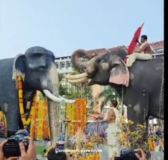 തുമ്പിക്കൈ ഉയര്‍ത്തി കൊമ്പന്‍ ഇന്ദ്രസെന്‍; സ്മൃതിദിനത്തില്‍ ഗുരുവായൂര്‍ കേശവന് ശ്രദ്ധാഞ്ജലി