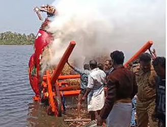 കൊല്ലത്ത് കെട്ടുകാളയ്ക്ക് തീപിടിച്ചു