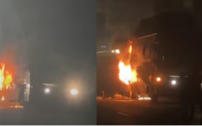 ബം​ഗളൂരുവിൽ നിന്ന് കേരളത്തിലേക്ക് വന്ന സ്വകാര്യ ബസിന് തീപിടിച്ചു