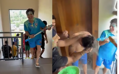 യുവരാജിനെ വിളിച്ചുണര്‍ത്തി ചായത്തില്‍ മുക്കി സച്ചിനും സംഘവും; വൈറല്‍ ഹോളി ആഘോഷം