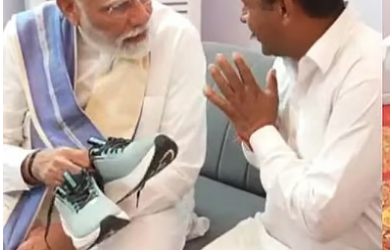 ചെരുപ്പ് ധരിക്കില്ലെന്ന് പ്രതിജ്ഞയെടുത്തു; പതിനാലുവര്‍ഷത്തിനുശേഷം മോദിയെ കണ്ടുമുട്ടി