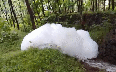 കാട്ടുചോലയില്‍ വെള്ളം പതഞ്ഞു പൊങ്ങുന്നു; ആശങ്കയില്‍ നാട്ടുകാര്‍