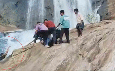 സെല്‍ഫിയെടുക്കുന്നതിനിടെ വെള്ളച്ചാട്ടത്തില്‍ വീണു; യുവാവിന്റെ അത്ഭുതകരമായ രക്ഷപ്പെടല്‍