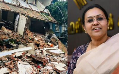 തകര്‍ന്നുവീണത് അടച്ചിട്ട കെട്ടിടം, രണ്ടുപേര്‍ക്ക് പരിക്കെന്ന് മന്ത്രി വീണാ ജോര്‍ജ്; സ്ഥലത്ത് പരിശോധന