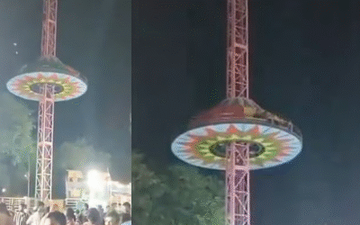 ക്ഷേത്രോത്സവത്തിനിടെ സിപിന്നിങ് റൈഡ് താഴേക്ക് പതിച്ചു; കുട്ടികളുള്‍പ്പെടെ അഞ്ച് പേര്‍ക്ക് ഗുരുതര പരിക്ക്