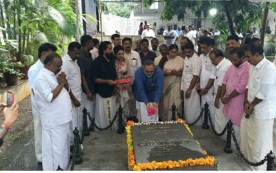 ബിജെപി സംസ്ഥാന ഡിവിഷന്‍ സമ്മേളനം മുരളീമന്ദിരത്തില്‍, കരുണാകര സ്മൃതിയില്‍ പുഷ്പാര്‍ച്ചന നടത്തി നേതാക്കള്‍