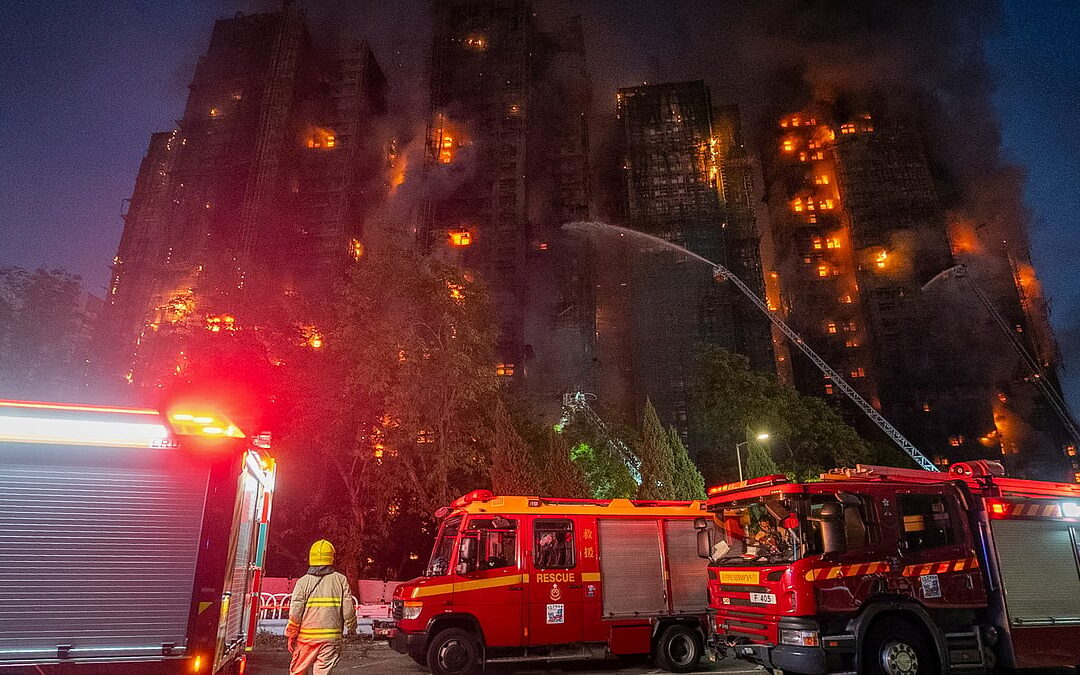 ഹോങ്കോങ്ങ് തീപിടിത്തം: മരണം 44 ആയി; 279 പേരെ കാണാതായി; മൂന്നുപേര്‍ അറസ്റ്റില്‍