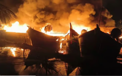 കൊല്ലം കുരീപ്പുഴയില് വന് തീപിടിത്തം, പതിനഞ്ചോളം മത്സബന്ധന ബോട്ടുകളും ചീനവലകളും കത്തിനശിച്ചു