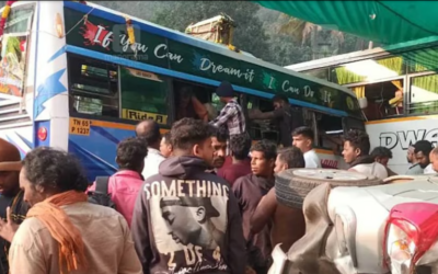 ശബരിമല തീര്‍ഥാടകരുടെ ബസ് നിയന്ത്രണം വിട്ട് അപകടം, 3 പേര്‍ക്ക് ഗുരുതര പരിക്ക്