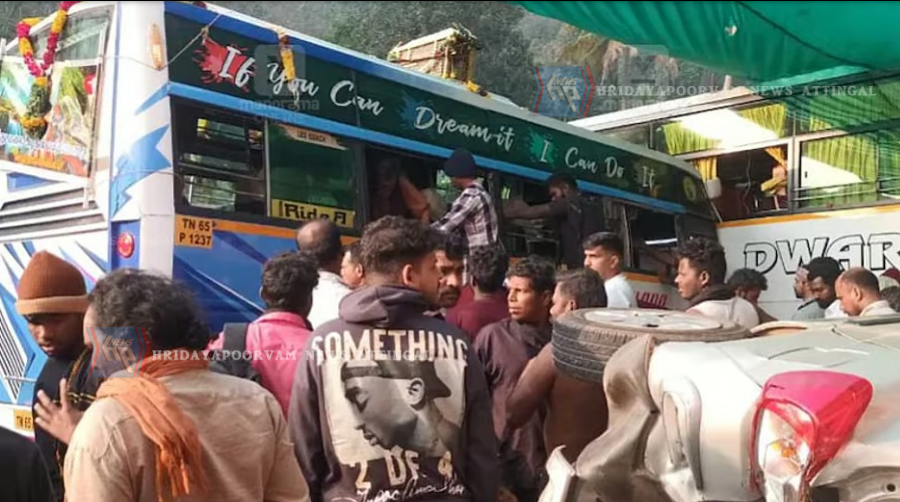 ശബരിമല തീര്‍ഥാടകരുടെ ബസ് നിയന്ത്രണം വിട്ട് അപകടം, 3 പേര്‍ക്ക് ഗുരുതര പരിക്ക്