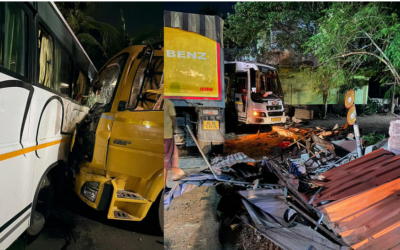 ഗുരുവായൂരിൽ ശബരിമല തീർത്ഥാടകർ സഞ്ചരിച്ച മിനി ബസ് ടോറസ് ലോറിയിൽ ഇടിച്ചു; 15 പേർക്ക് പരിക്ക്