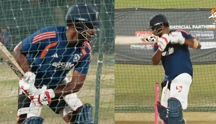 സഞ്ജു ഉഷാറാണ്, നെറ്റ്സിൽ തീപ്പൊരി പ്രകടനം; ദൃശ്യങ്ങൾ പങ്ക് വെച്ച് ഐസിസി