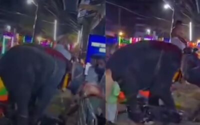 ഹൈഡ്രജന് ബലൂണ് തീ പടര്ന്ന് പൊട്ടി, മണപ്പുള്ളിക്കാവില് എഴുന്നള്ളിപ്പിനിടെ ആന വിരണ്ടോടി; വാഹനങ്ങള് നശിപ്പിച്ചു