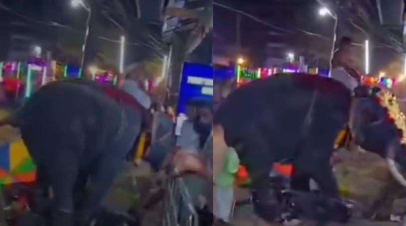 ഹൈഡ്രജന്‍ ബലൂണ്‍ തീ പടര്‍ന്ന് പൊട്ടി, മണപ്പുള്ളിക്കാവില്‍ എഴുന്നള്ളിപ്പിനിടെ ആന വിരണ്ടോടി; വാഹനങ്ങള്‍ നശിപ്പിച്ചു