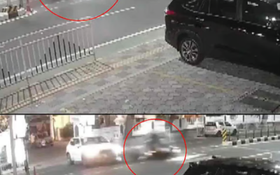 നടന്റെ കാറിലേക്ക് അതിവേ​ഗത്തിൽ വന്നിടിച്ച് ബൈക്ക്; സിസിടിവി ദൃശ്യങ്ങൾ പുറത്ത്