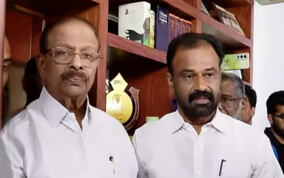 പിന്തുണയും അനുഗ്രഹവും തേടി മോഹനനെത്തി; ഷാള്‍ അണിയിച്ച് സ്വീകരിച്ച് കെ സുധാകരന്‍