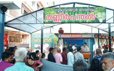 ദിവസവും പതിനാല് കാന്‍ തൈര്; വേനല്‍ ചൂടില്‍ ഭക്തര്‍ക്ക് ദാഹമകറ്റാന്‍ ഗുരുവായൂരില്‍ തണ്ണീര്‍ പന്തല്‍