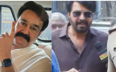 ‘ഇനി നിങ്ങളുടെ ഊഴം’; വോട്ട് ചെയ്ത് മോഹൻലാലും മമ്മൂട്ടിയും