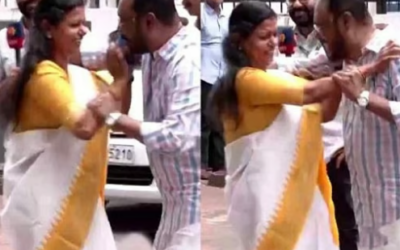 കെട്ടിപ്പിടിക്കാന്‍ ശ്രമിച്ച് ചെറിയാന്‍ ഫിലിപ്പ്; തട്ടിമാറ്റി ബിന്ദുകൃഷ്ണ; വീണ്ടും ശ്രമം