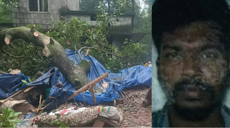 ഉറങ്ങിക്കിടക്കുമ്പോള്‍ വീടിനുമുകളിലേക്ക് മരം വീണു, യുവാവ് മരിച്ചു