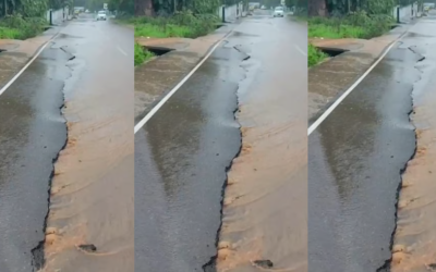 കനത്ത മഴ: കാസര്‍കോട് 50 മീറ്റളോളം നീളത്തില്‍ റോഡ് വിണ്ടുകീറി