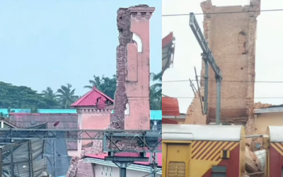 കോഴിക്കോട് റെയില്‍വേ സ്‌റ്റേഷനില്‍ കെട്ടിടം തകര്‍ന്നുവീണു; ട്രെയിന്‍ ഗതാഗതം നിര്‍ത്തിവെച്ചു
