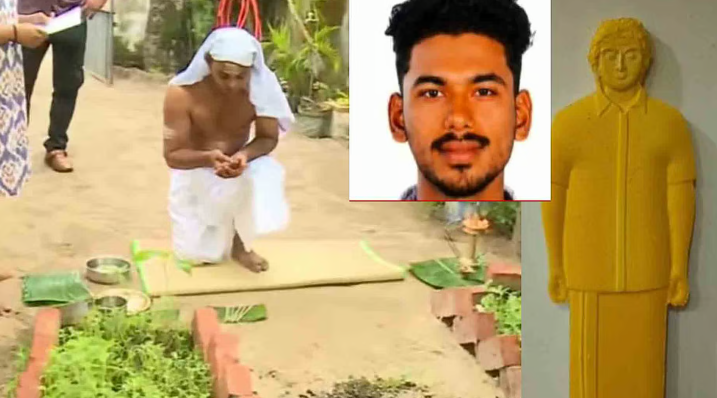 ‘അവന് ഇനി വരില്ല’, മകന്റെ രൂപം തടിയില് കൊത്തിയെടുത്ത് അന്ത്യകര്മ്മം നടത്തി, ചിതയില് ദഹിപ്പിച്ച് അമ്മ
