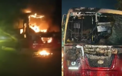ഓടുന്ന കെഎസ്ആർടിസി ബസിന് തീപിടിച്ചു; യാത്രക്കാർക്ക് അ​ദ്ഭുത രക്ഷ