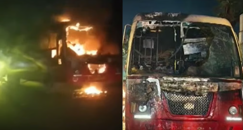 ഓടുന്ന കെഎസ്ആർടിസി ബസിന് തീപിടിച്ചു; യാത്രക്കാർക്ക് അദ്ഭുത രക്ഷ